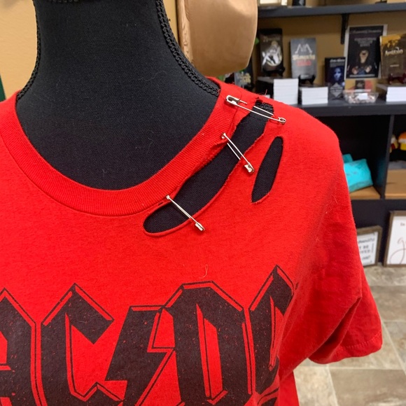 Distressed Rare Red AC DC shirt SOLD - Picture 2 of 4